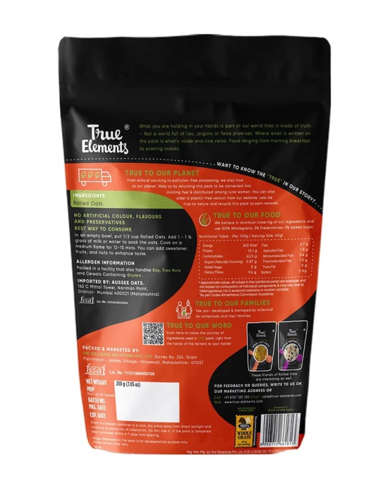 True Elements True Elmnt Rolled Oats Gluten Free, 500 Gm