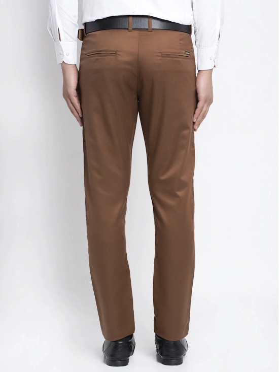 Indian Needle Mens Brown Tapered Fit Formal Trousers-32 / Brown