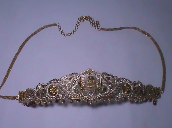 Indian Traditional Gold Plated Kempu Stone Studded Waist Belt for Women