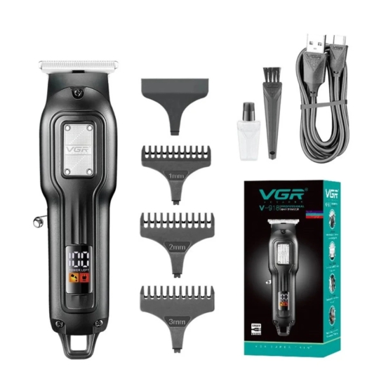 VGR V-918 Professional Hair Trimmer with Precision T-Blade LED Display and 100-Minute Runtime Black-VGR V-918 Professional Hair Trimmer with Precision T-Blade, LED Display, and 100-Minute Runtime