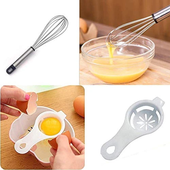 STORE77 2Pcs Pack: Egg Yolk Separator, Stainless Steel Egg, Milk Frother Whisk Blender Tool, Long Handled Separator Divider, Separate Protein and Egg Yolk, for Cooking Baking and Stirring