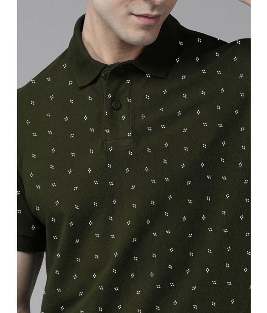 ADORATE Cotton Blend Regular Fit Printed Half Sleeves Mens Polo T Shirt - Olive Green ( Pack of 1 ) - None