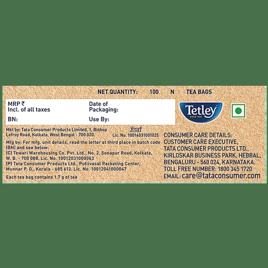 Tetley Black Tea - Original, Classic Assam Blend, Staple-Free, Environment Friendly Bags, 200 Gram (100 Bags X 1.7 Gram Each)