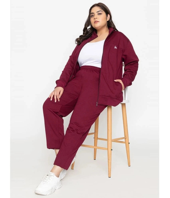 YHA Maroon Fleece Solid Tracksuit - Pack of 1 - None