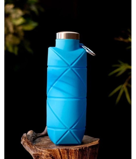 Shopeleven Silicone Folding Water bottle Blue Silicone Water Bottle 700 mL ( Set of 1 ) - Blue