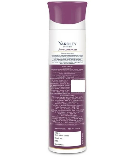 Yardley London - 1 FLAWERAZZI & 1LACE  150ML EACH , Deodorant Spray for Women,Men 300 ml ( Pack of 2 )