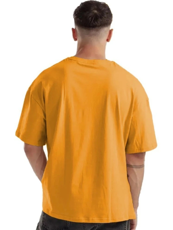 Leotude Cotton Blend Oversized Fit Printed Half Sleeves Mens Round T-Shirt - Yellow ( Pack of 1 ) - None