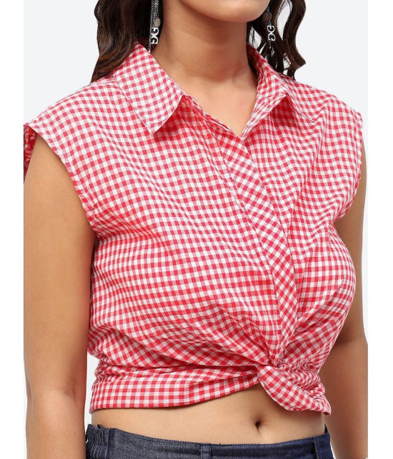 Baawri - Red Cotton Women's Crop Top ( Pack of 1 ) - None