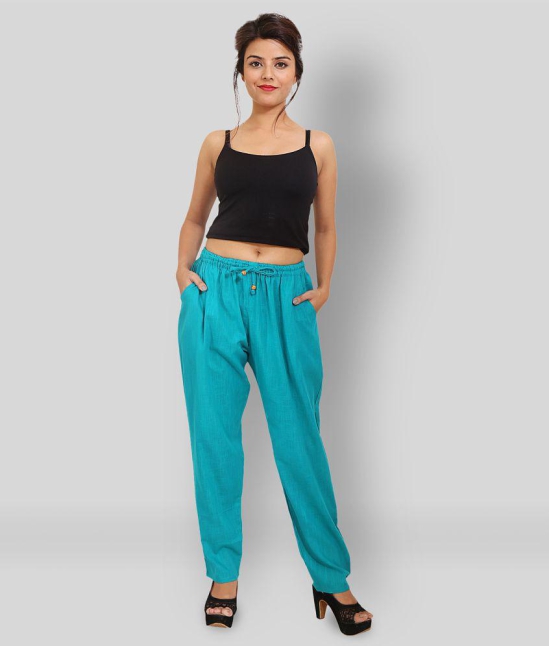 Lee Moda - Turquoise Cotton Regular Fit Women's Casual Pants  ( Pack of 1 ) - Free Size