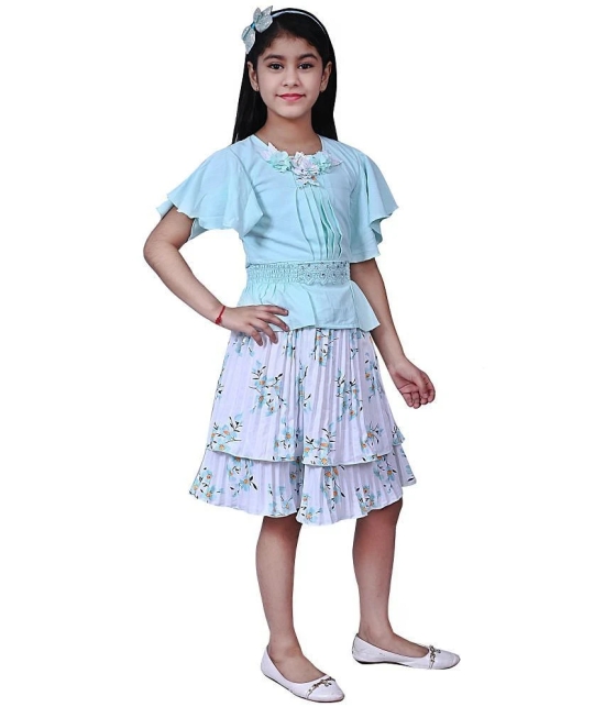 Arshia Fashions - Blue Polyester Girls Top With Skirt ( ) - None