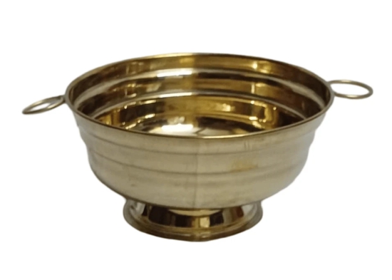 Golden Brass Bowl with Handles for Home Decor and Religious Ceremonies