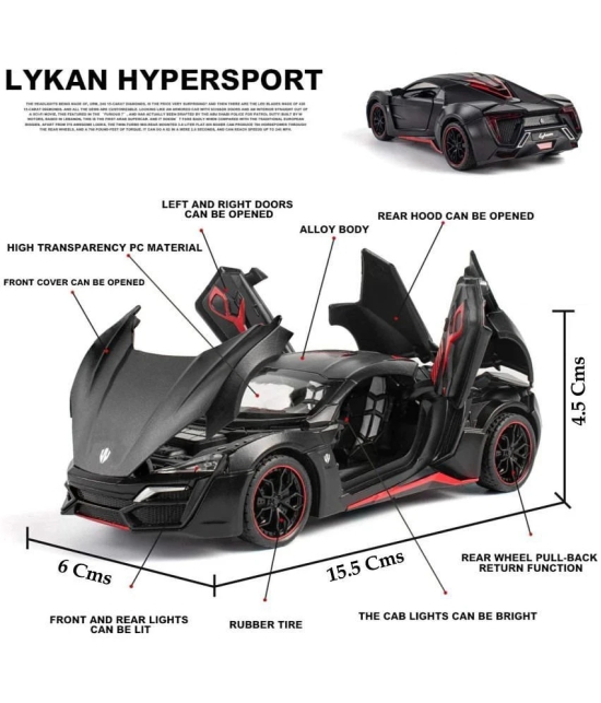 Lykan Hyper Sport Diecast Metal 1:32 Exclusive Alloy Metal Pull Back Die-cast Car Pullback Toy car with Openable Doors & Light, Music Boys Gifts Toys for Kids?Colors as Per Stock? - Multicol