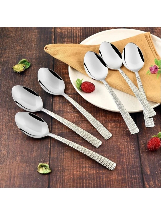 Dynore Hammered Spoon Stainless Steel Table Spoon Silver ( Pack of 12 ) - Silver