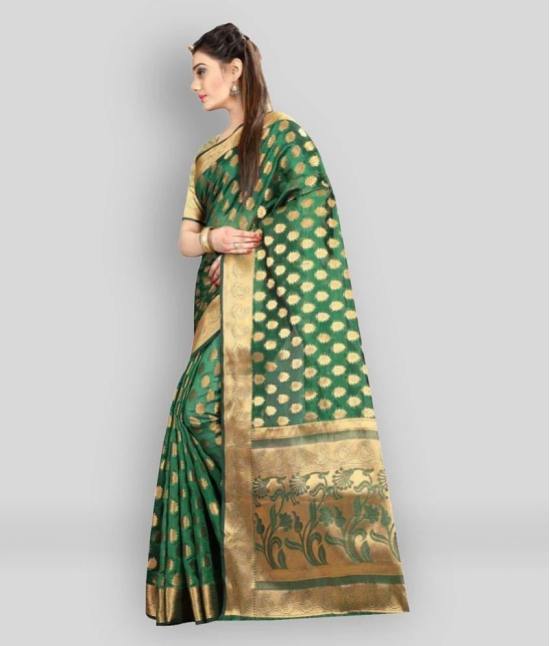 Gazal Fashions - Green Banarasi Silk Saree With Blouse Piece (Pack of 1)