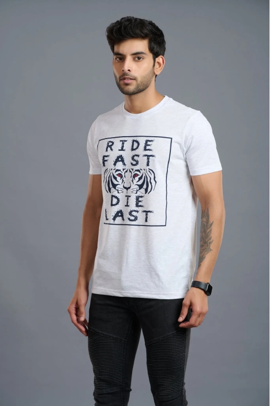 Ride Fast Die Last Printed White T-Shirt for Men L