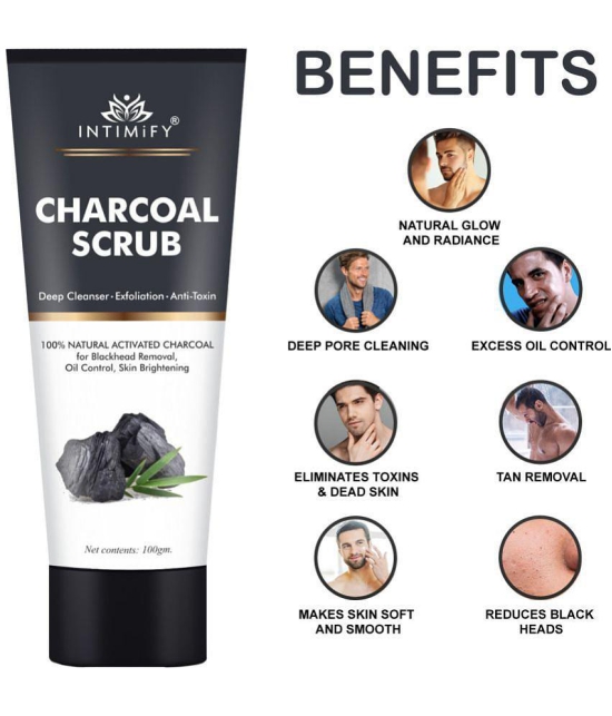 Intimify Charcoal Scrub, for face scrub, blackhead scrub, black head remover, 100 gm