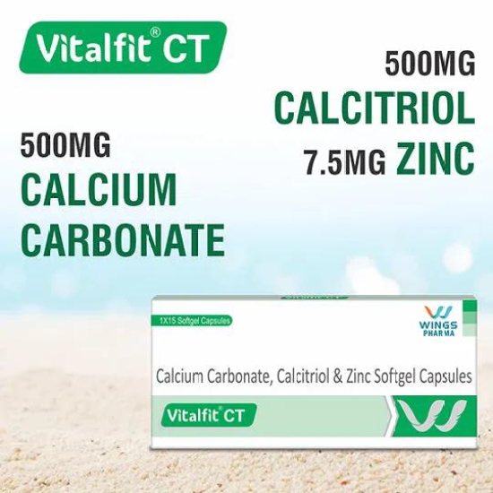 Vitalfit CT Calcium Carbonate Zinc Vitamin D Softgels | Multimineral Support for Cardiac, Bone & Heart Health | For Men and Women