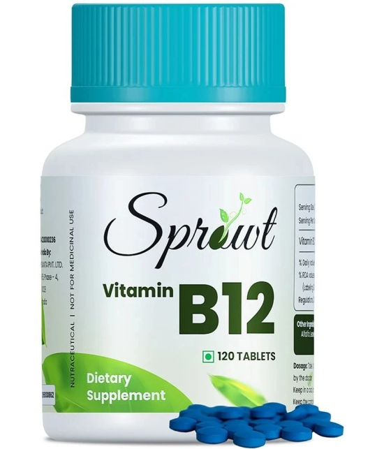 Sprowt Plant Based Vitamin B12|Boost Energy|Good For Nervous System & Brain function|120 Capsules