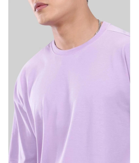 AKTIF Cotton Blend Oversized Fit Solid Half Sleeves Mens T-Shirt - Lavender ( Pack of 1 ) - None