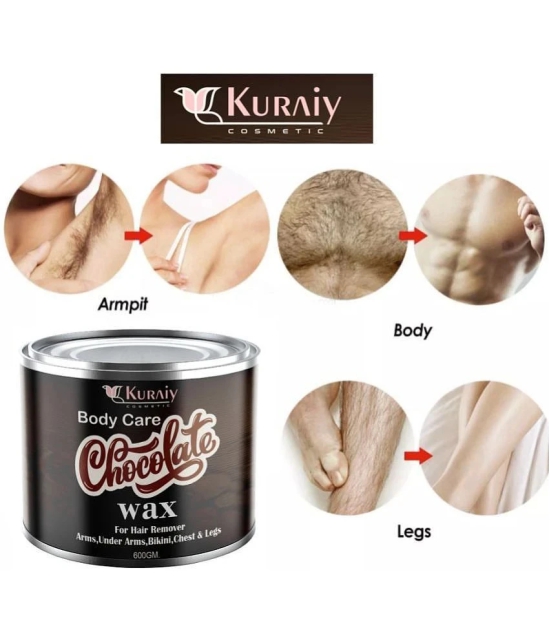 KURAIY Chocolate Wax for Smooth Hair Removal 600gm chocolate extracts+40 Wax Strips +1 Steel Knife