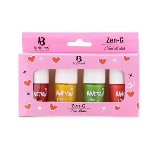 BANETION Zen-g New generation Makeup - Mini Nail Kit - Bestie - 30ml (Set of 4) | Glossy Nail Polish Set | Long Lasting & High Gloss Effect | Chip Resistant Nail Paints | Cruelty-free & Vegan