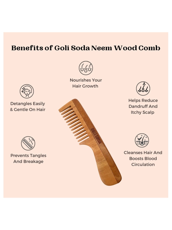 Goli Soda Neem Wood Combs Wide Tooth with Handle & Double Tooth