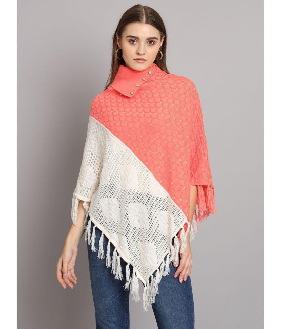 eWools.in Woollen Round Neck Women''s Ponchos & Capes - Orange ( ) - None