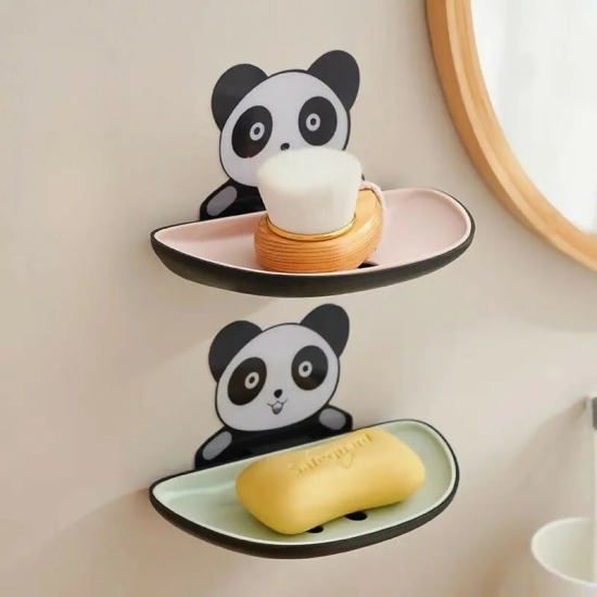 Panda-Shaped Self-Draining Wall-Mounted Soap Dish (Adhesive, Waterproof)-Default Title / white