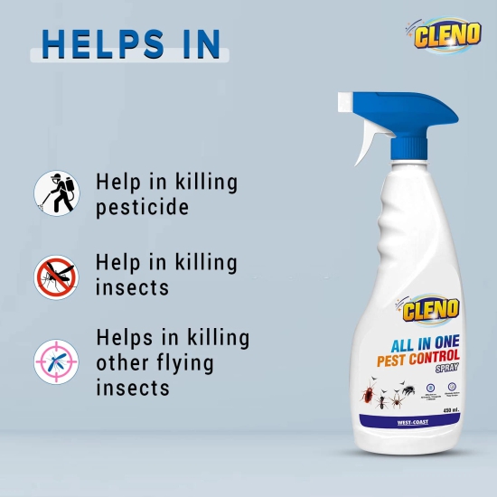 Cleno All in One Pest Control Spray  for Pest Fungicide Dust Mite Bedbugs Ants Termites 450 ml Ready to Use-Cleno All in One Pest Control Spray | for Pest, Fungicide, Dust Mite, Bedbugs, Ants, Te