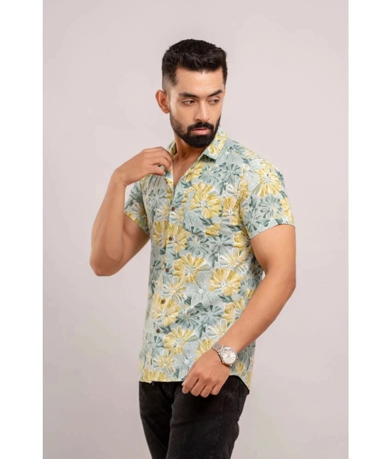 Frionkandy 100% Cotton Regular Fit Printed Half Sleeves Mens Casual Shirt - Green ( Pack of 1 ) - None