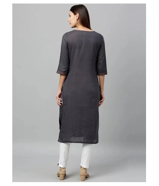 Alena Grey Cotton Straight Kurti - S