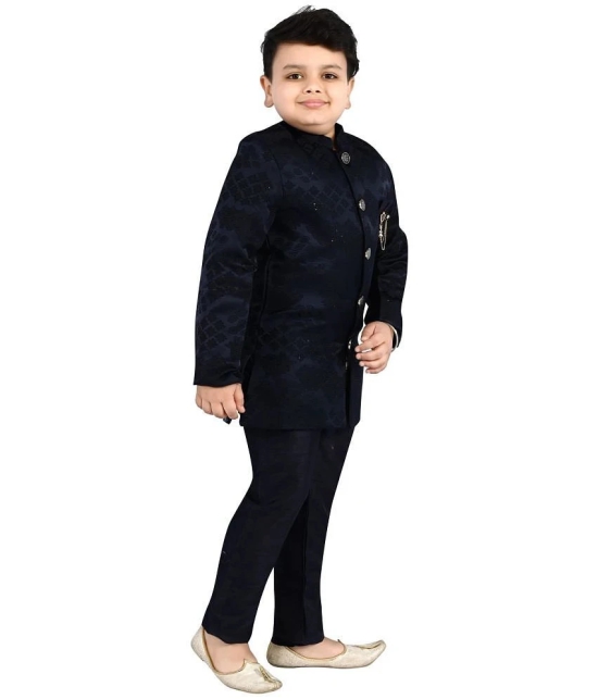 Arshia Fashions Blue Silk Blend Boys Indo Western Blazer & Pant Set ( Pack of 1 ) - None