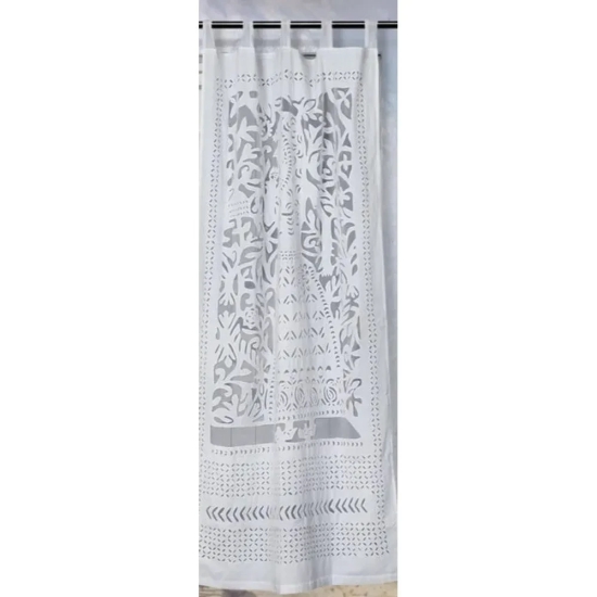 Contemporary Handcrafted White Applique Curtain
