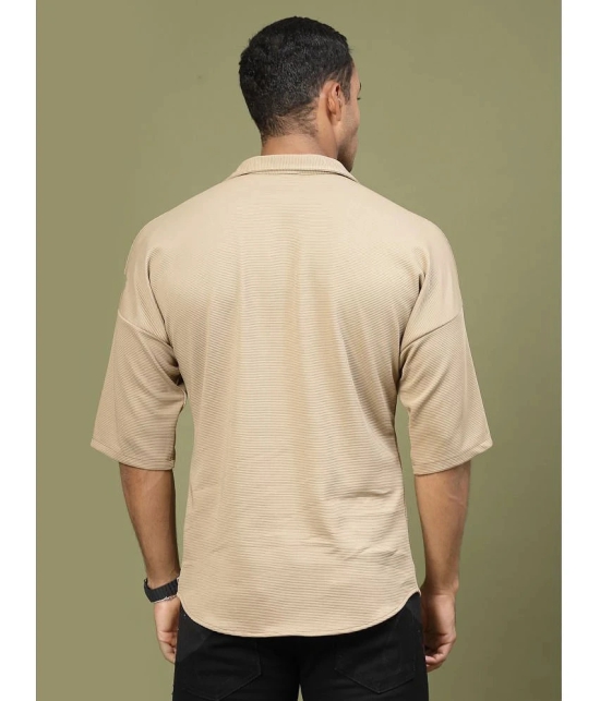 Rigo Polyester Oversized Fit Striped Half Sleeves Mens Casual Shirt - Beige ( Pack of 1 ) - None