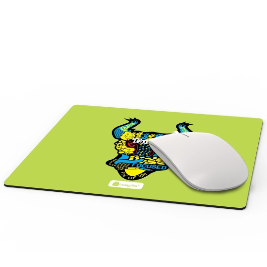 Indigifts Zodiac Sign Designer Mousepad Multicolor Earth Pattern With Taurus Cattle Face Green Mouse Pad 8.5x7 Inches - Taurus Zodiac Mousepad for Laptop, Zodiac Mouse Pad, Sun Sign-Star Sign Gifts