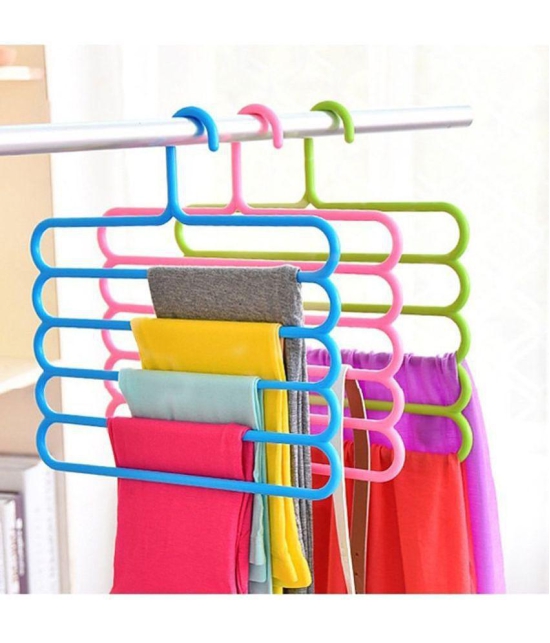 5 Layer hangers for Pants, Clothes & Wardrobe Storage Organizer Rack (Pack of 3)