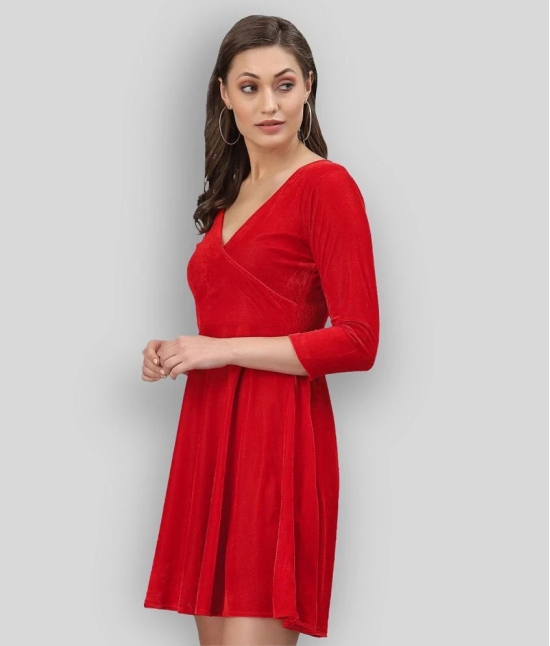 Selvia - Red Velvet Womens Wrap Dress ( Pack of 1 ) - None