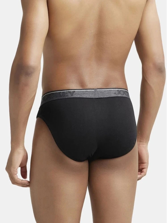 Jockey 8044 Men Super Combed Cotton Rib Solid Brief with Ultrasoft Waistband - Black - None