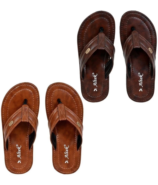 Altek Brown Mens Thong Flip Flop - None