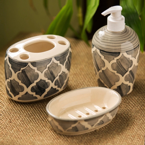 Moroccan Essentials Handpainted Ceramic Bathroom Accessory (Set Of 3)