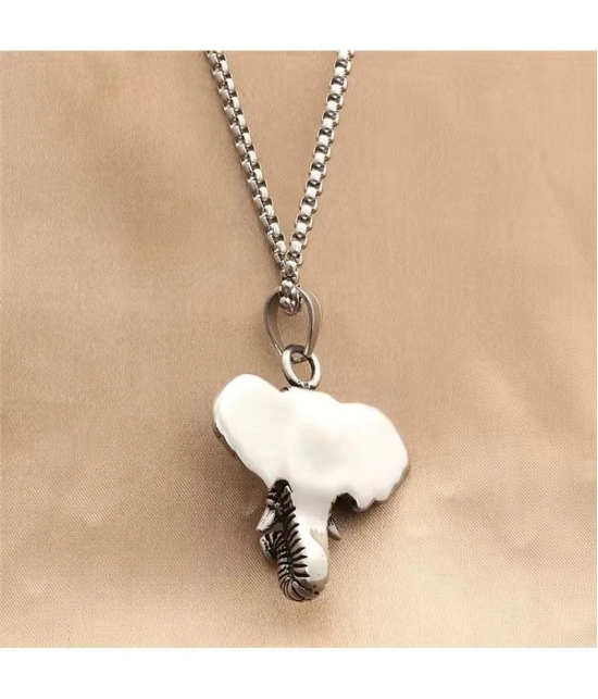 Fashion Frill Chain Necklace For Mens Elephent Head Design Stainless Steel Silver Color Lobster Clasp Chain Pendant For Men Boys Jewellery - None