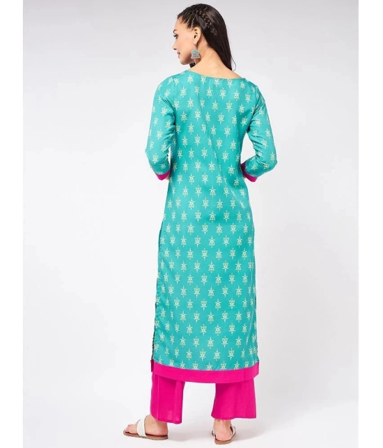 Pannkh - Blue Rayon Flex Womens Straight Kurti ( Pack of 1 ) - None