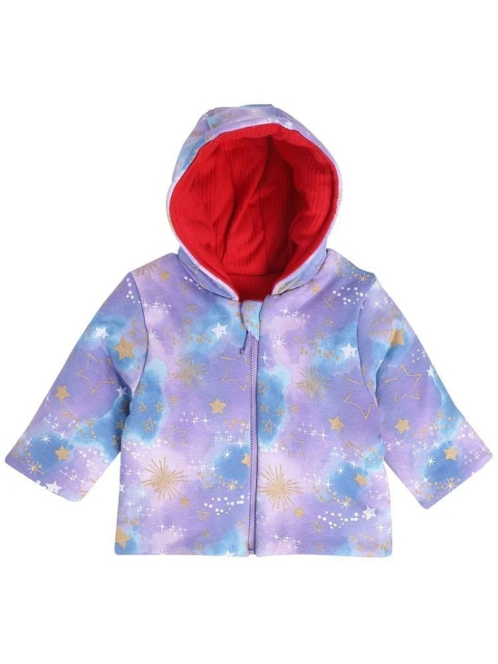 Miniklub Baby Girls Hooded Full Sleeve Knit Jacket (Red/Purple Color) - None