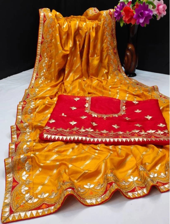 Beautiful Art Silk Saree with Blouse piece (Special Surprise Discount for Lucky customer)-Yellow