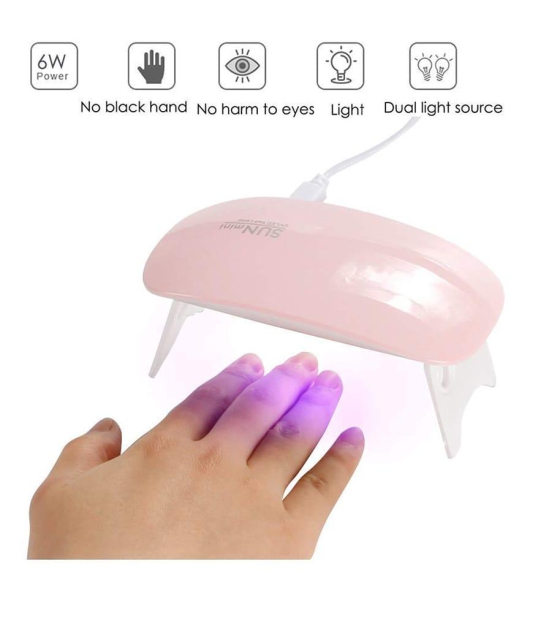 SHREE ENTERPRISE 6W LED UV Nail Polish Drayer, Mini Foldable Nail Lamp, Nail Polish Dryer Curing Lamp Light Portable, Gel Based Nail Polish For All Kind Of Nail Paints (Pink)