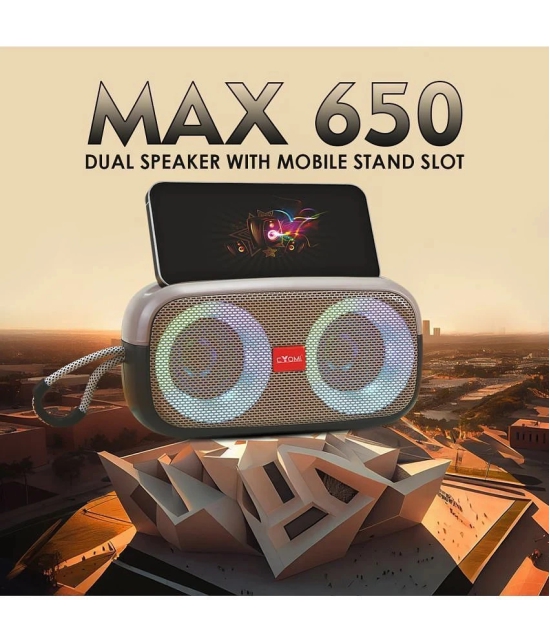 CYOMI MAX 650 GREY 10 W Bluetooth Speaker Bluetooth V 5.1 with USB,SD card Slot,3D Bass Playback Time 8 hrs Grey - Grey