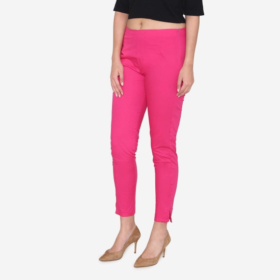 Women's Cotton Formal Trousers - Fuchsia Fuchsia 3XL