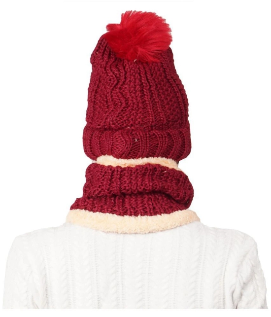 PENYAN - Maroon Woollen Womens Cap ( Pack of 1 ) - Maroon