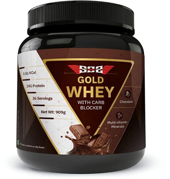 SOS Nutrition Gold Whey Protein and Pea Protein Powder with Ayurveda, Multivitamins for Muscle Building, Recovery, 24g Protein (Belgian Chocolate, 910g)