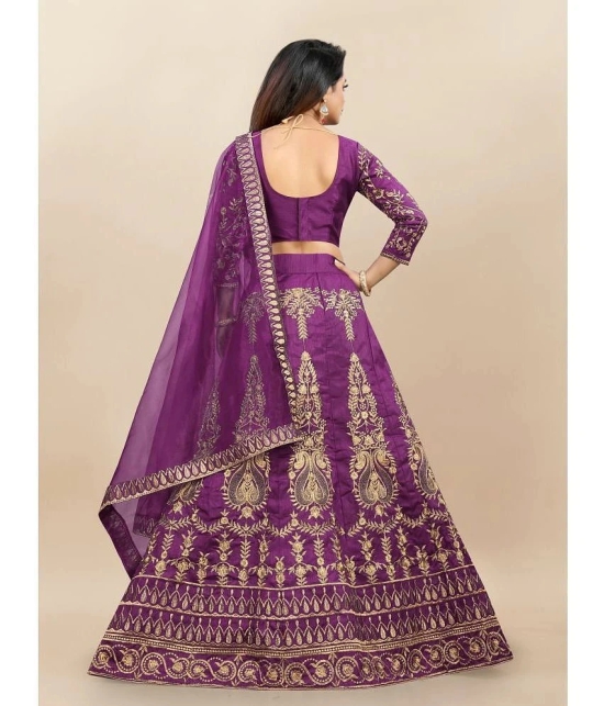 A TO Z CART Purple Silk Girls Lehenga Choli Set ( Pack of 1 ) - None